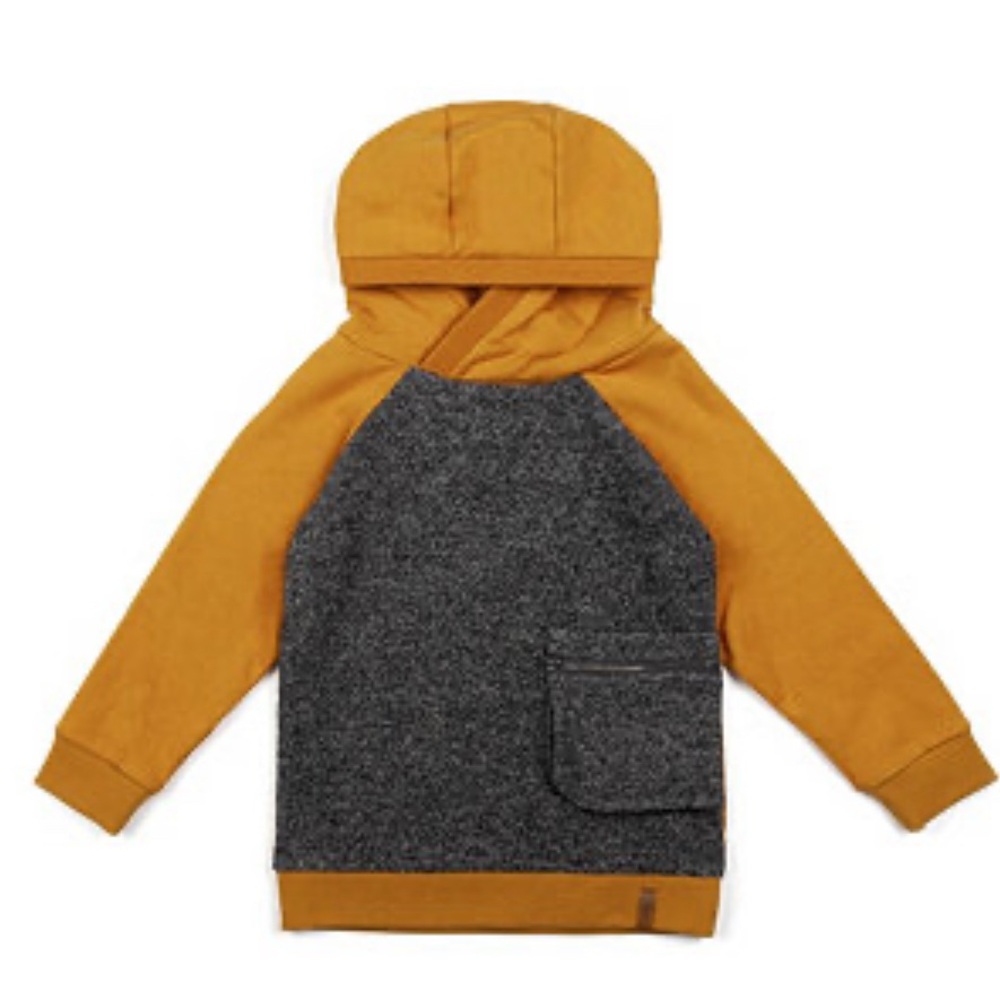 Deux par Deux Boy’s Hooded Fleece Top With Zipper Pocket
